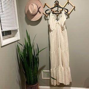 Wishlist Cream Maxi Boho Dress with Tie-Up Straps